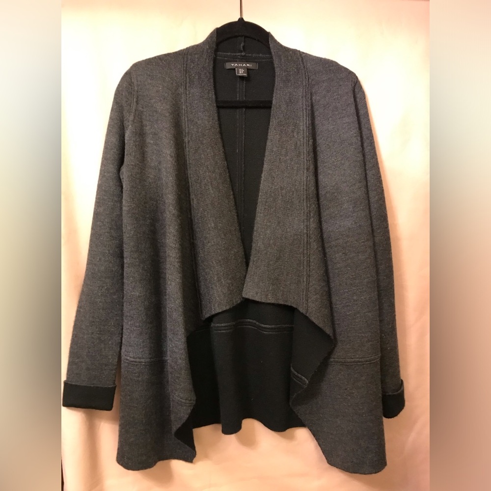 Tahari Charcoal Open Front jacket